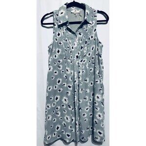 Entro Womens Small Gray Floral Pintuck Sleeveless Shirt Dress Pullover NWT